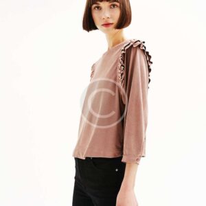 Pleated Blouse With Flared Sleeve